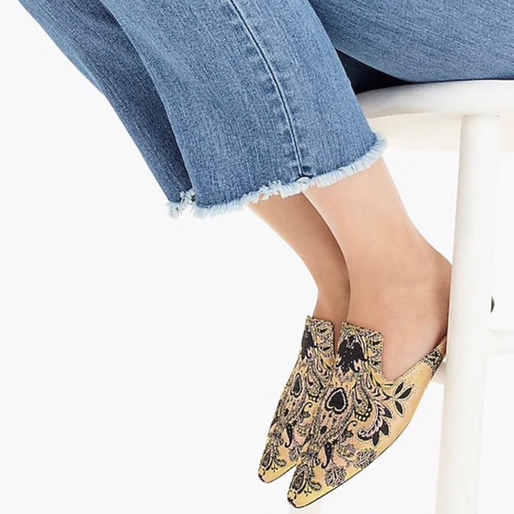 J. Crew Shoes - J. Crew Brocade Marigold Pointed Toe Slides Mules